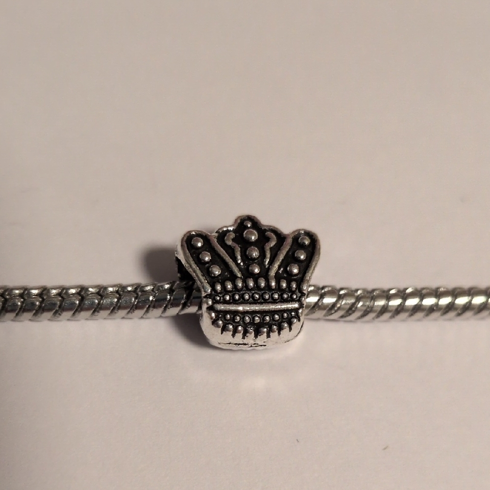 Silver Crown Charm for Pandora Style Bracelet